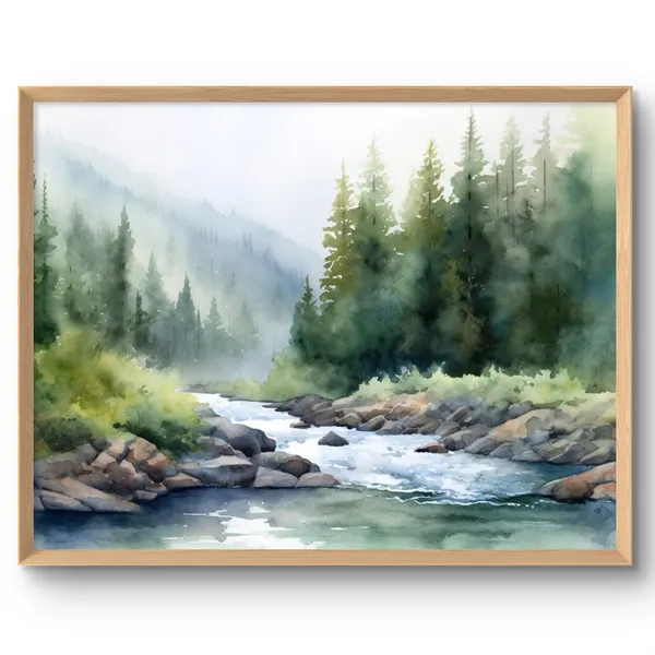 Salmon River Watercolor Style Idaho Landscape Art Print