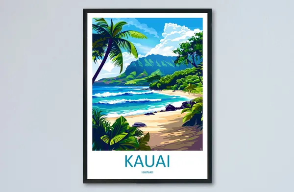 Kauai Travel Poster, Hawaii Island Decor