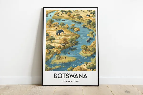 Botswana Okavango Delta Travel Poster, Africa