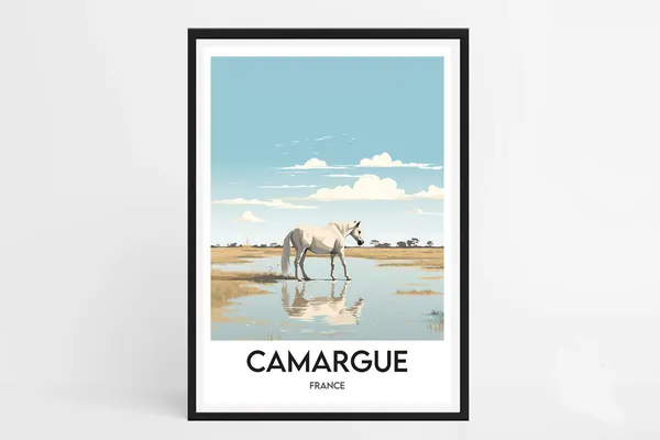 Camargue Travel Poster, France Travel Print