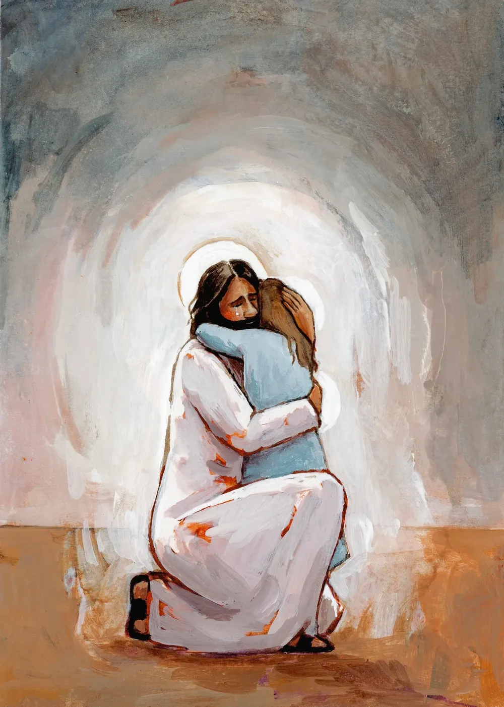 My Refuge Christ Comforting Child, Art Print - Image 2