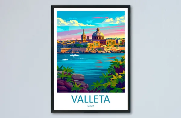 Valletta Travel Poster, Malta City Wall Art