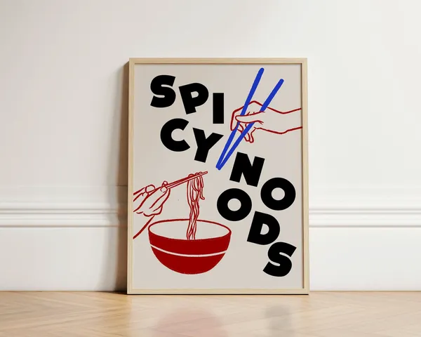 Spicy Noodles Ramen Kitchen Art Print, Trendy