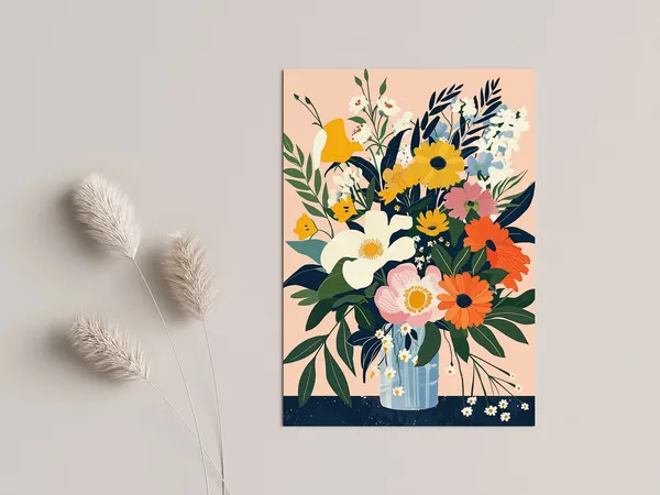 Vintage Meadow Flowers Art Print, Retro Floral Decor