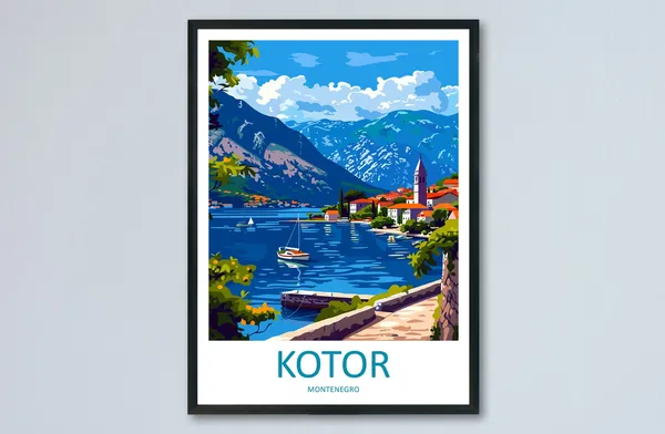 Kotor Landscape Art Print, Montenegro Wall Decor