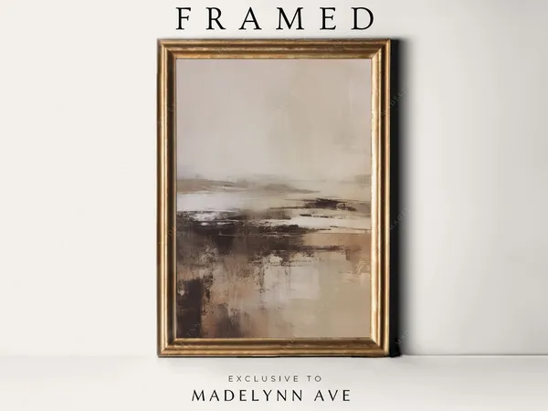 Moody Abstract Landscape Art Print, Modern Brown
