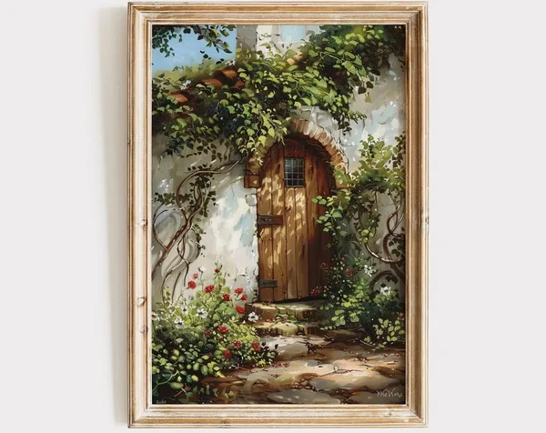 Vintage Cottage, Cottagecore Farmhouse Art Print