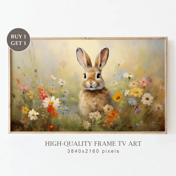 Easter Bunny Vintage Spring Farmhouse Art Print