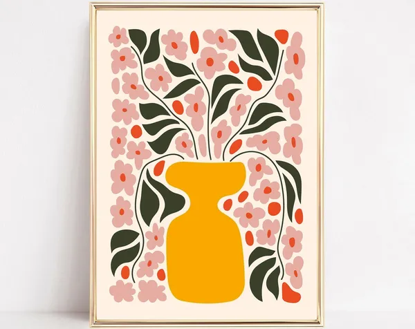Flower Market Poster Print, Preppy Floral Vase Decor