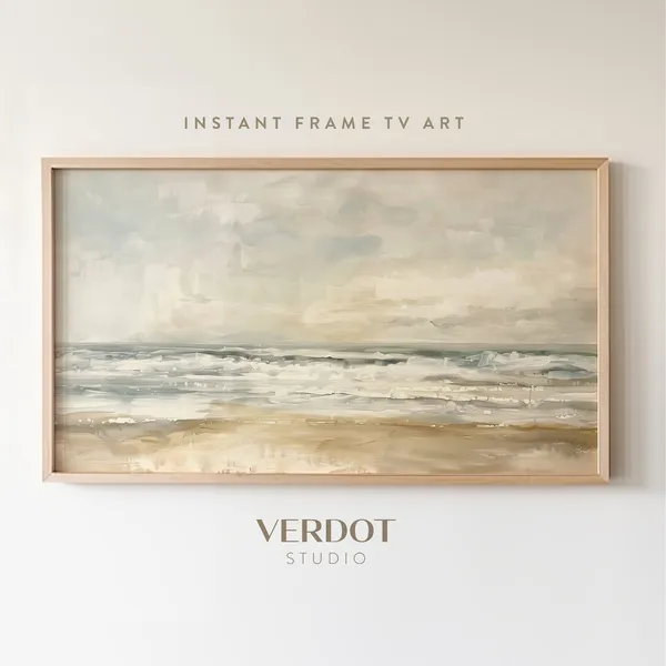 Coastal Ocean Beach Art Print, Neutral Seascape