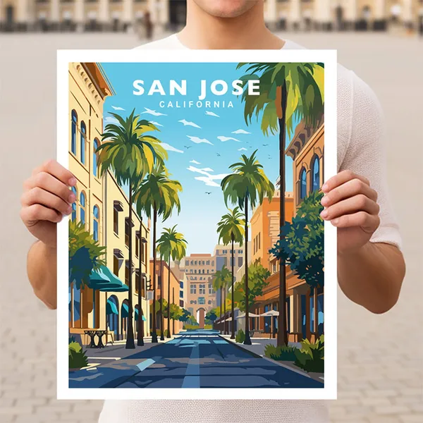 San Jose California Travel Poster, Wall Art Print