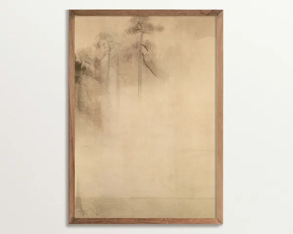 Wabi Sabi Pine Tree Sketch Art Print, Japandi