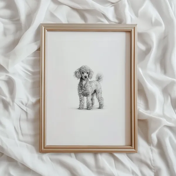 Miniature Poodle Dog Sketch Print, Pet Wall Art