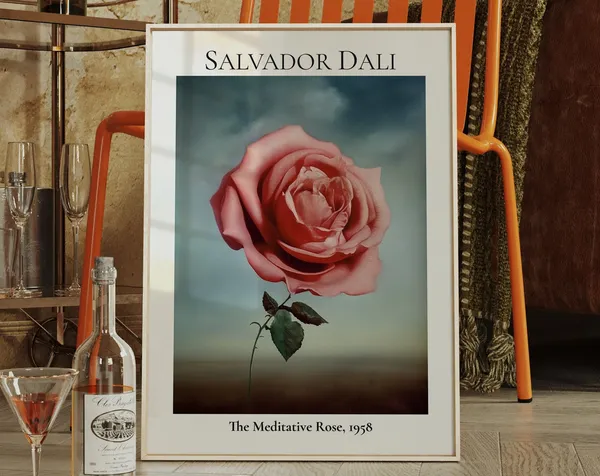 Salvador Dali Surreal Rose Poster, Indie Room Decor