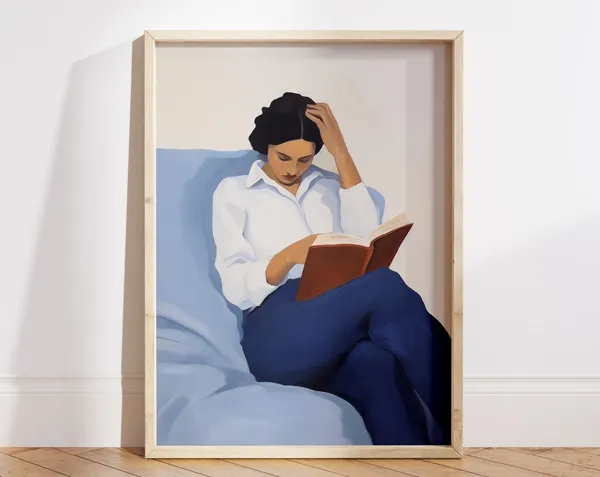 Woman Reading A Book Art Print, Book Lover