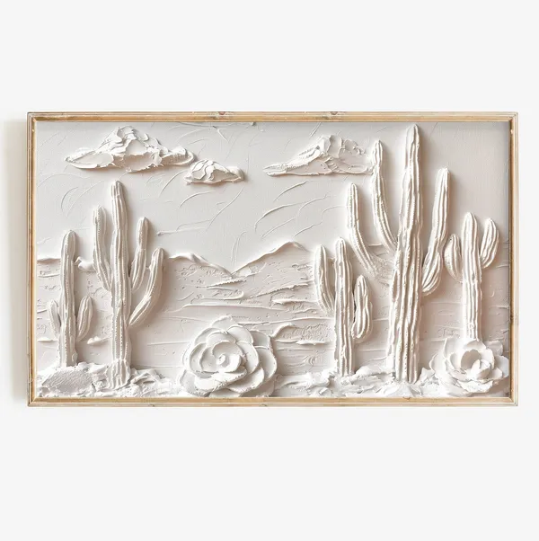 Desert Cactus Art Print, Neutral Western Style