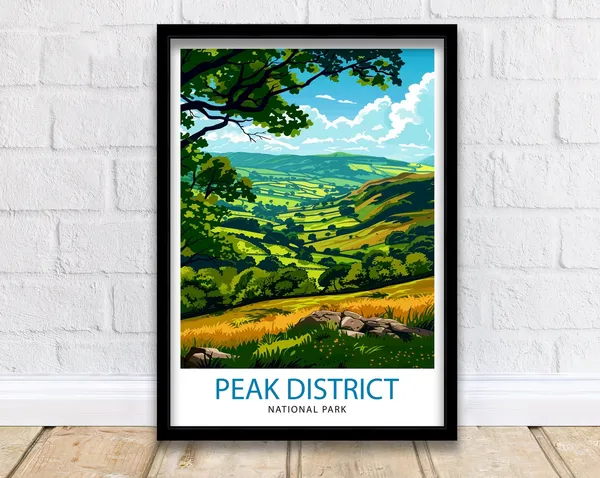 Peak District Travel Poster, UK Home Decor