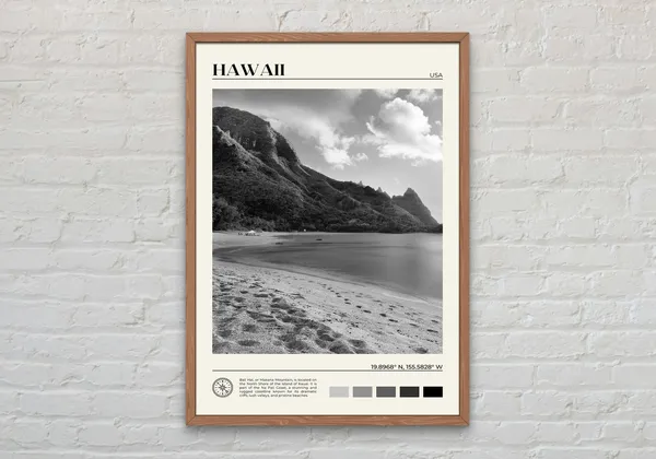 Hawaii Black And White Wall Art Print