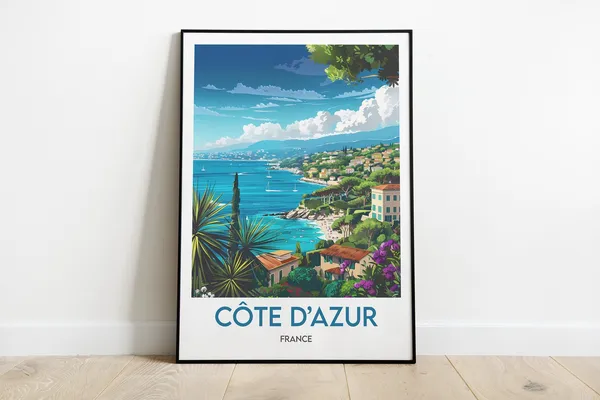 Cote D'Azur Travel Poster, France Travel Poster