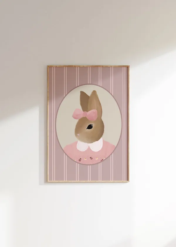 Vintage Bunny Nursery Abstract Art Print