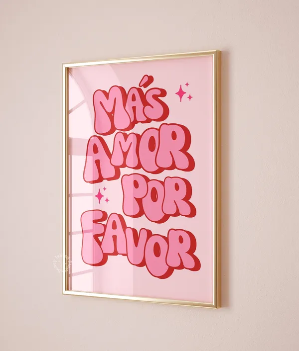 Mas Amor Por Favor Retro Dorm Room Art Print