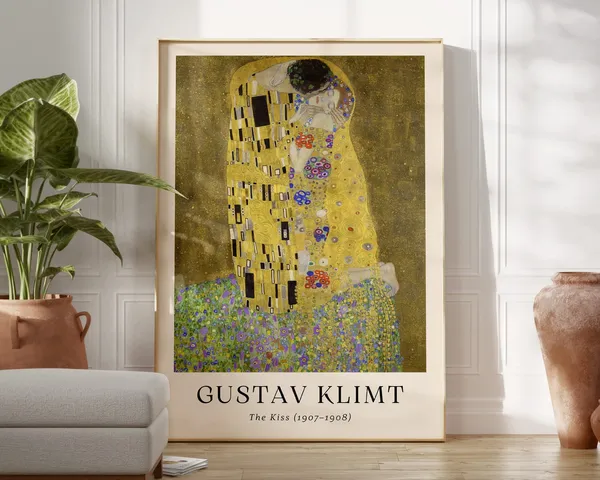 Gustav Klimt The Kiss Vintage Art Print