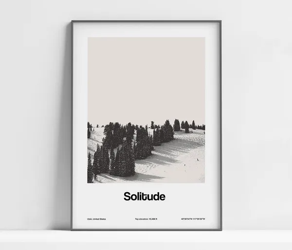 Solitude Utah Minimalist Travel Poster, Wasatch Mountains