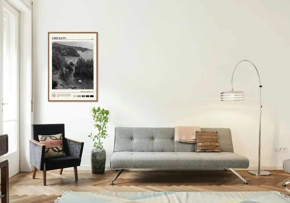 Oregon Black And White Poster Print - Image 3