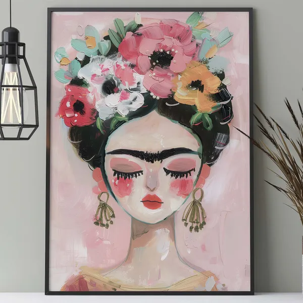 Frida Kahlo Abstract Portrait Boho Art Print