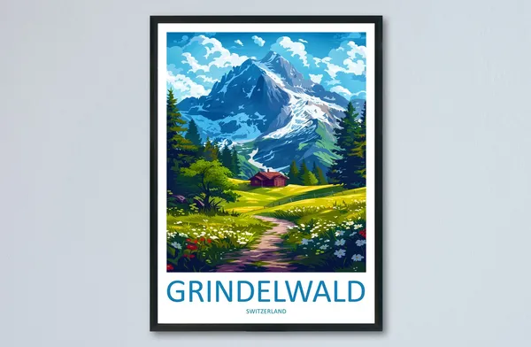 Grindelwald Travel Poster, Switzerland Wall Art