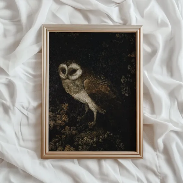 Owl Print, Vintage Dark Academia Wall Decor
