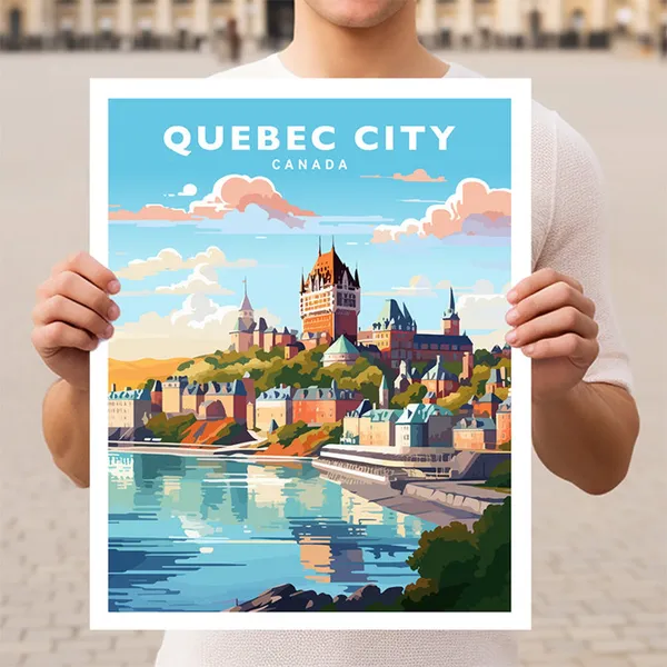 Quebec City Canada Travel Poster, Quebec Wall Art
