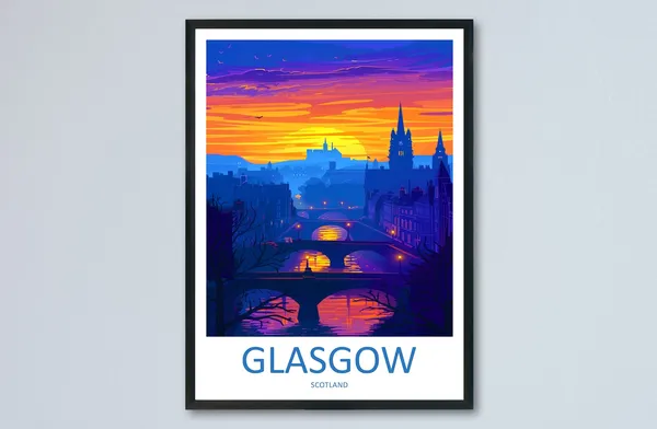 Glasgow Travel Poster, Scotland Place Print