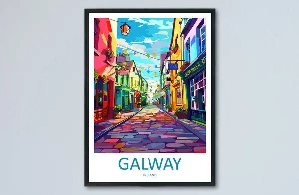 Galway Travel Poster, Ireland Home Decor