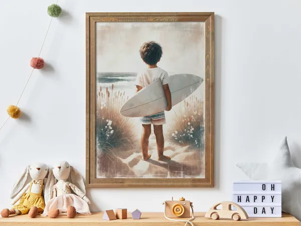 Surfing Nursery Art Print, Beach Decor For Kids