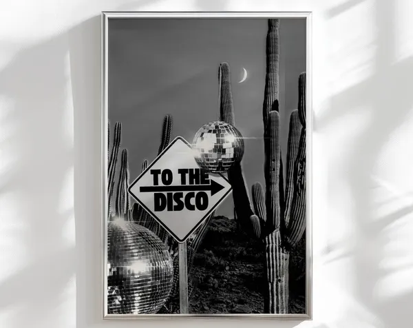 Retro Disco Ball Art Print, Funky Bar Decor