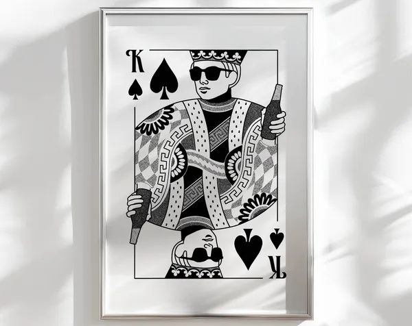 Poker Retro Funky Poster, Apartment Bar Cart Decor