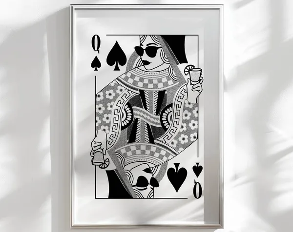 Queen Of Hearts Edgy Retro Art Print