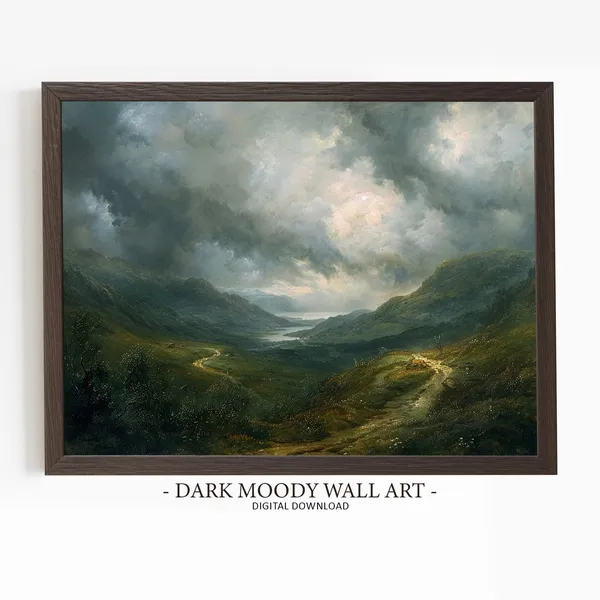 Moody Irish Landscape Art Print, Rustic