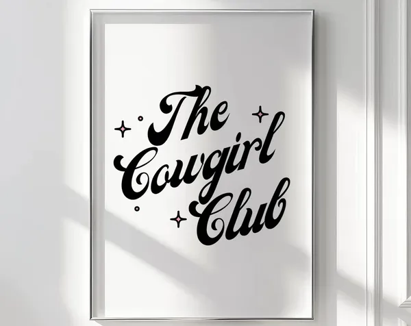 Cowgirl Western Retro Art Print, Neutral Decor