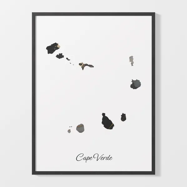 Cape Verde Map Art Print, Elegant Country Map
