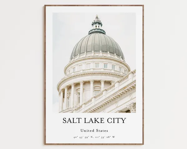 Salt Lake City Travel Poster, Utah City Print