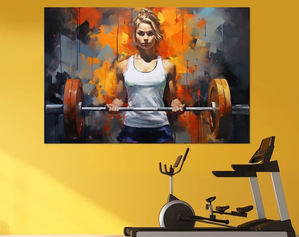 Fitness Girl Painting Print, Workout Wall Art
