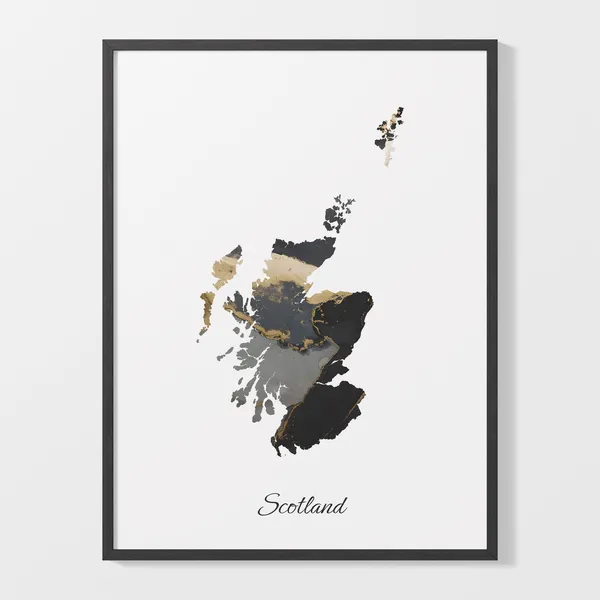 Scotland Map Art Print, Elegant Country Artwork