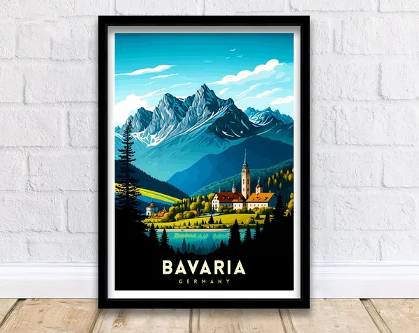 Bavaria Germany Travel Poster, Europe Wall Decor