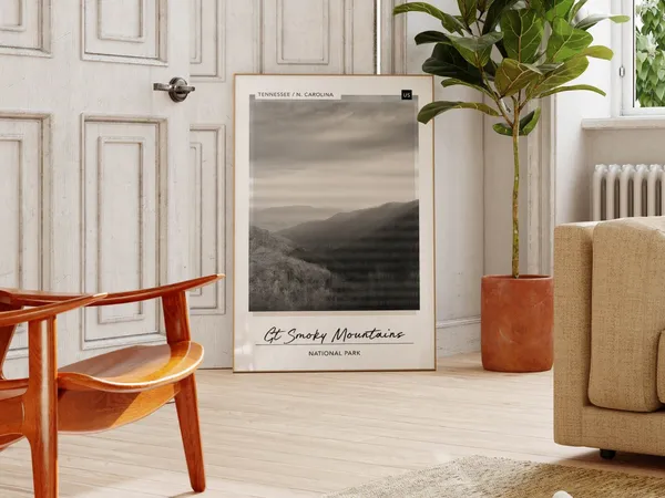 Smokey Mountains National Park Black And White Travel Poster