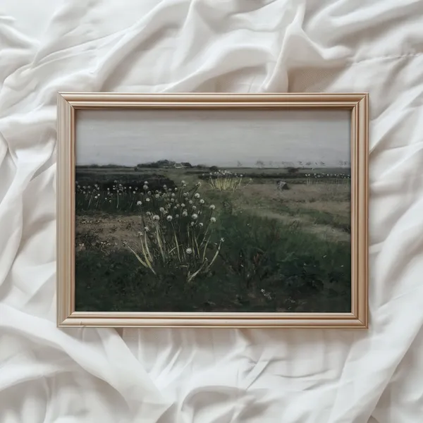Vintage Greenery Landscape Art Print, Countryside
