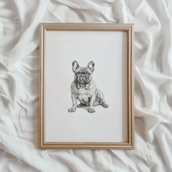 French Bulldog Sketch Art Print, Pet Drawing