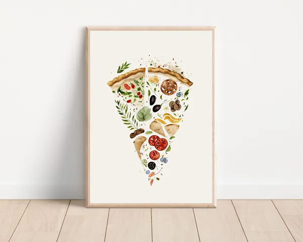 Pizza Wall Art Print, Boho Kitchen Wall Decor