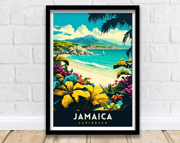 Jamaica Caribbean Travel Poster, World & Cultural Art